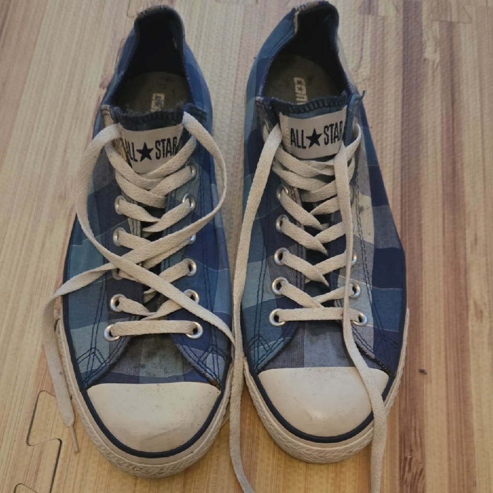 Converse Blue Plaid Athletic Shoes